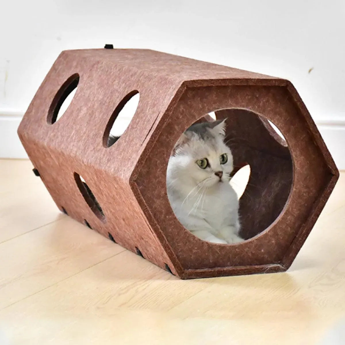 Brown Hexagonal Cat Tunnel 60 x 26 x 26 cm - 1 Piece