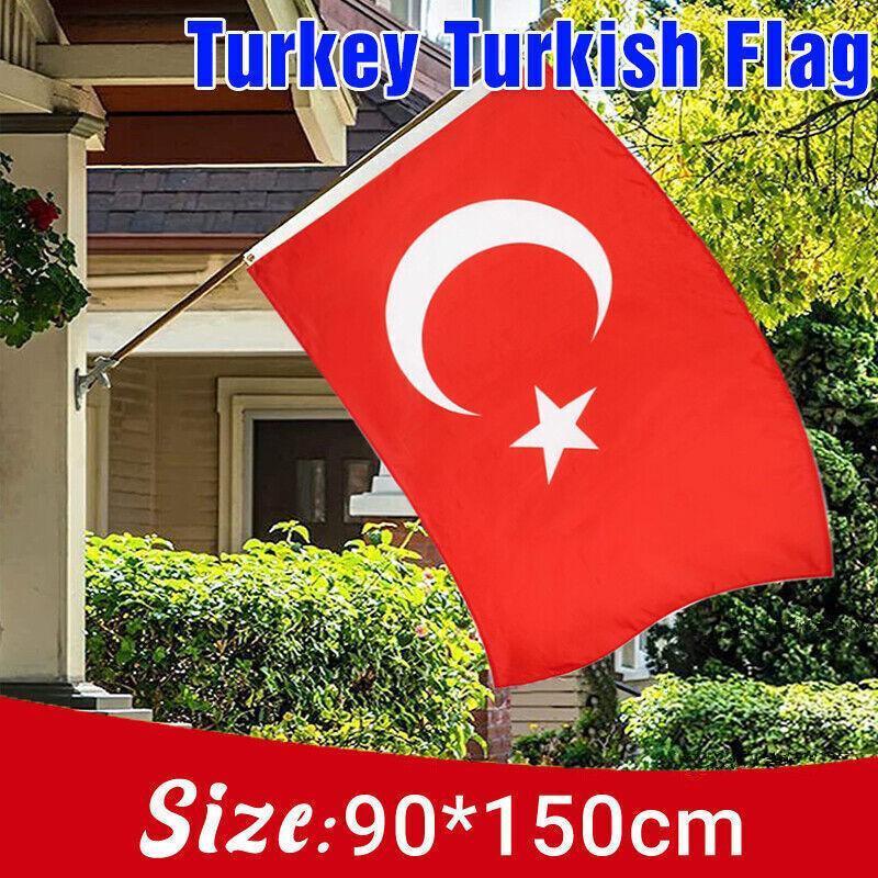 Outdoor Decorations & Lights: Large Turkey Turkish Flag Heavy Duty Outdoor 90 X 150 CM - 3ft x 5ft