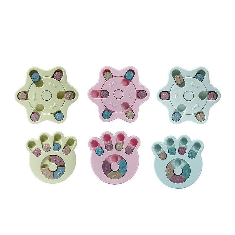Dog Toys: Dog Treat Dispenser Food Puzzle Toy Interactive Training Feeder Pet Supply Bowl - Hexagon-Blue