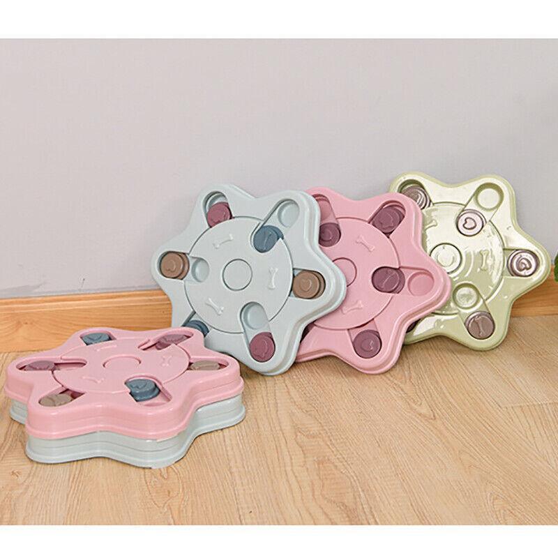 Dog Toys: Dog Treat Dispenser Food Puzzle Toy Interactive Training Feeder Pet Supply Bowl - Hexagon-Blue