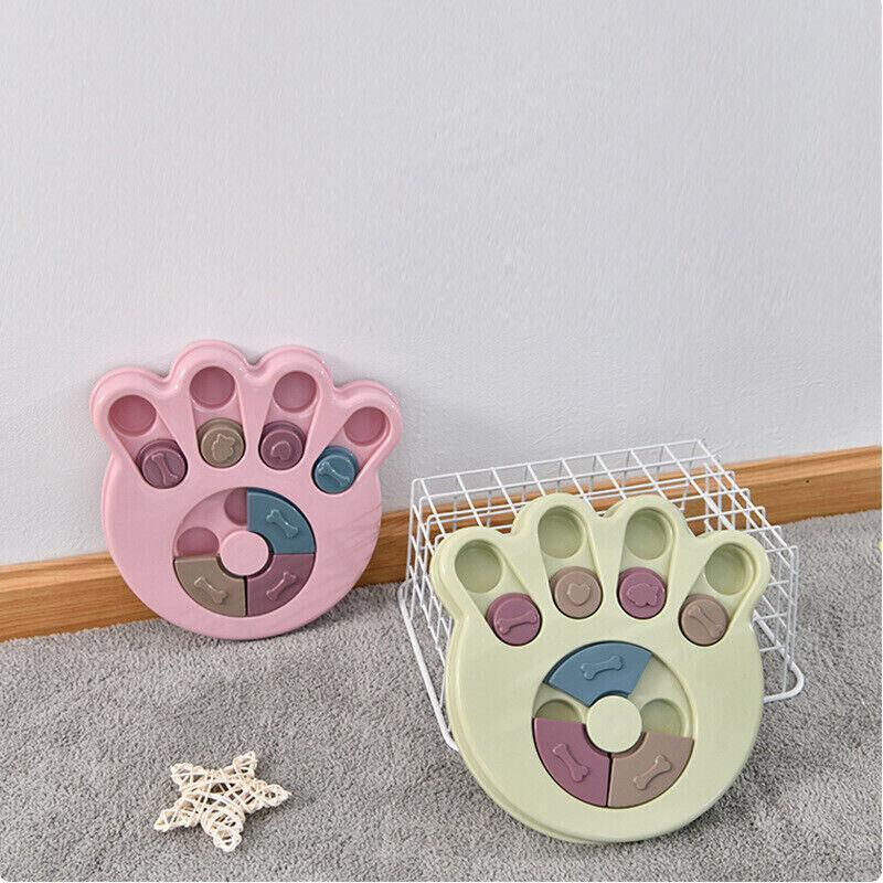 Dog Toys: Dog Treat Dispenser Food Puzzle Toy Interactive Training Feeder Pet Supply Bowl - Hexagon-Blue