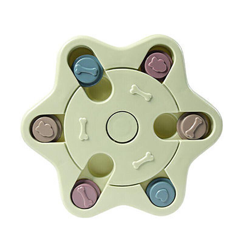 Dog Toys: Dog Treat Dispenser Food Puzzle Toy Interactive Training Feeder Pet Supply Bowl - Hexagon-Blue