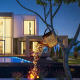 Other Outdoor Lights: Solar Led Watering Can String Light Outdoor Garden Art Waterfall Lamp Decoration - Style A: Shower + Lamp