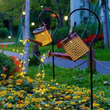 Other Outdoor Lights: Solar Led Watering Can String Light Outdoor Garden Art Waterfall Lamp Decoration - Style A: Shower + Lamp