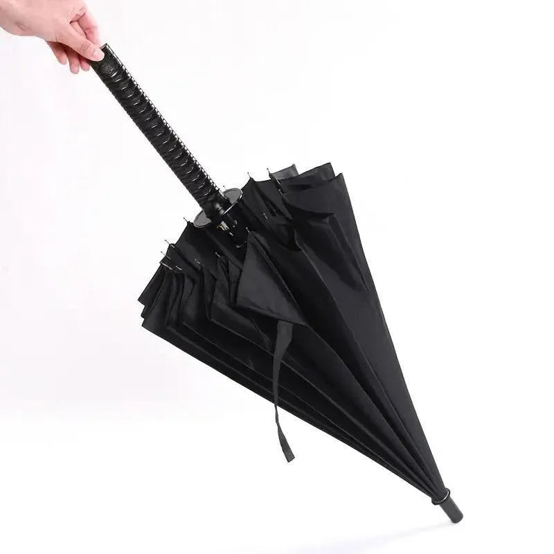 1-Piece Black 24-Rib Sword-Handle Straight Umbrella