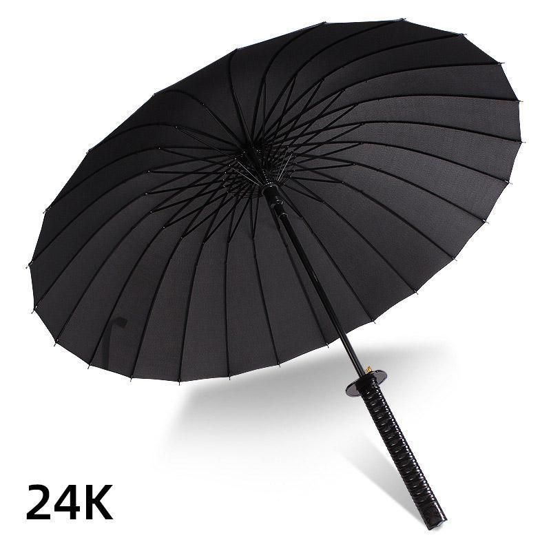 1-Piece Black 24-Rib Sword-Handle Straight Umbrella