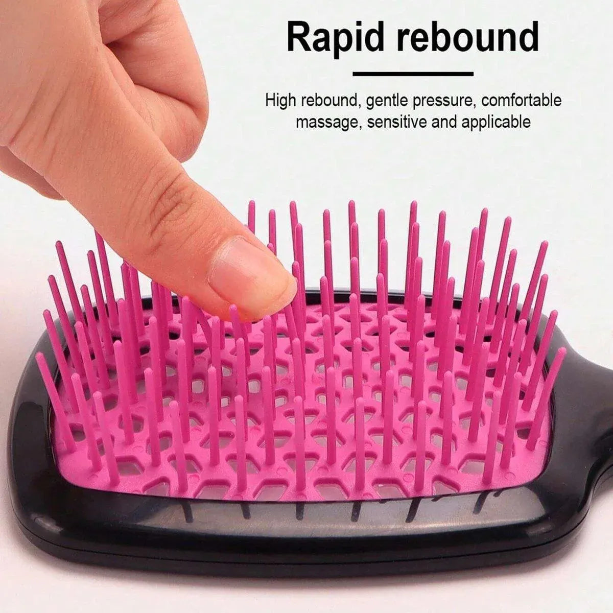 Detangling Hair Brush Hollow Vented Cushion Black and Rose Red, 1 Piece