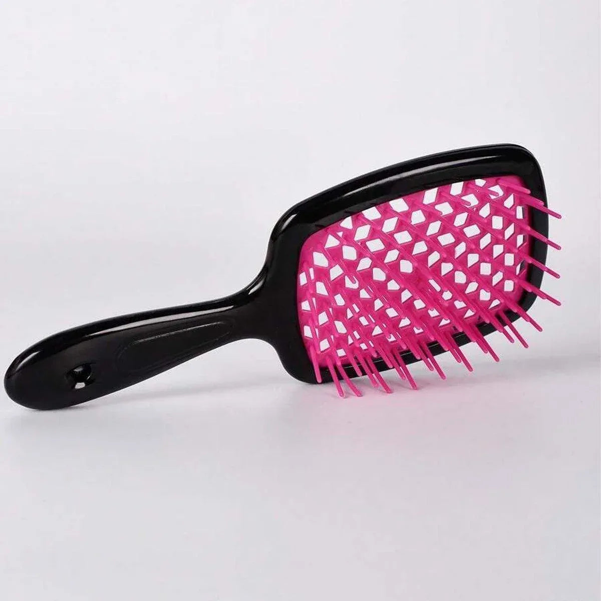Detangling Hair Brush Hollow Vented Cushion Black and Rose Red, 1 Piece