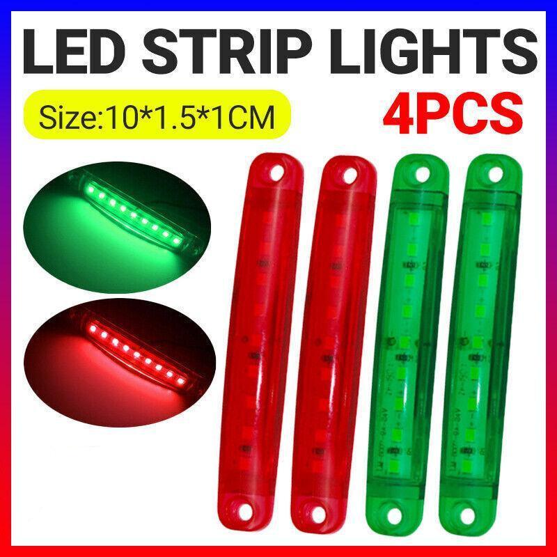 Boating Accessories: 4PCS Marine LED Navigation Strip Lights Red and Green Waterproof 1224V Compatible