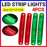 Boating Accessories: 4PCS Marine LED Navigation Strip Lights Red and Green Waterproof 1224V Compatible