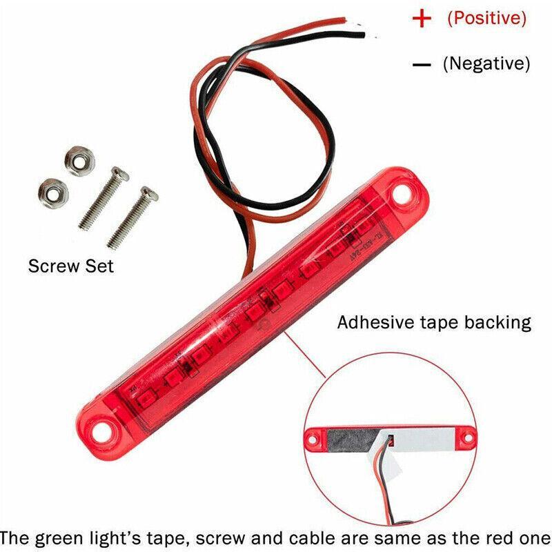 Boating Accessories: 4PCS Marine LED Navigation Strip Lights Red and Green Waterproof 1224V Compatible