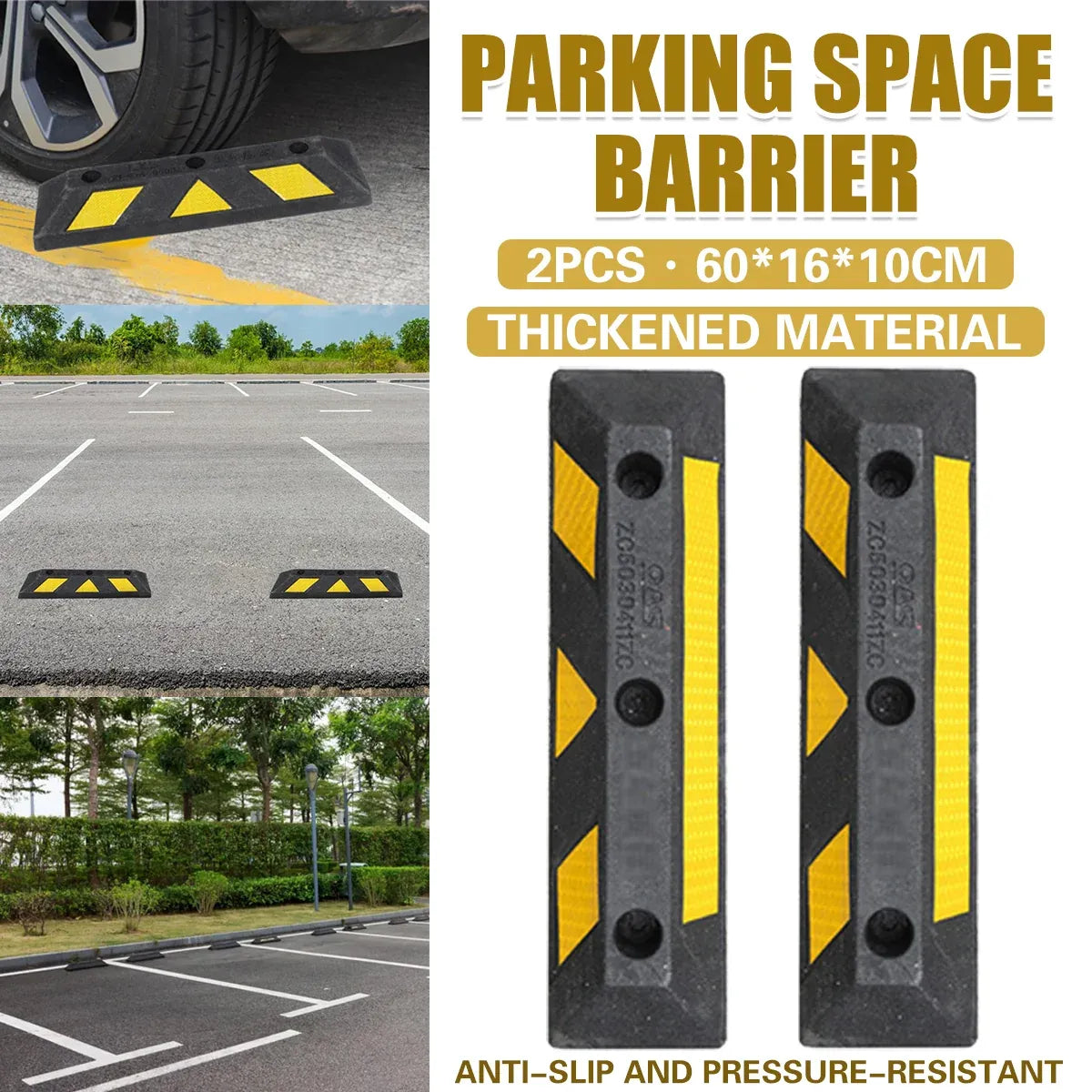 2PCS Rubber Parking Curb Wheel Stop for Driveway and Car Park