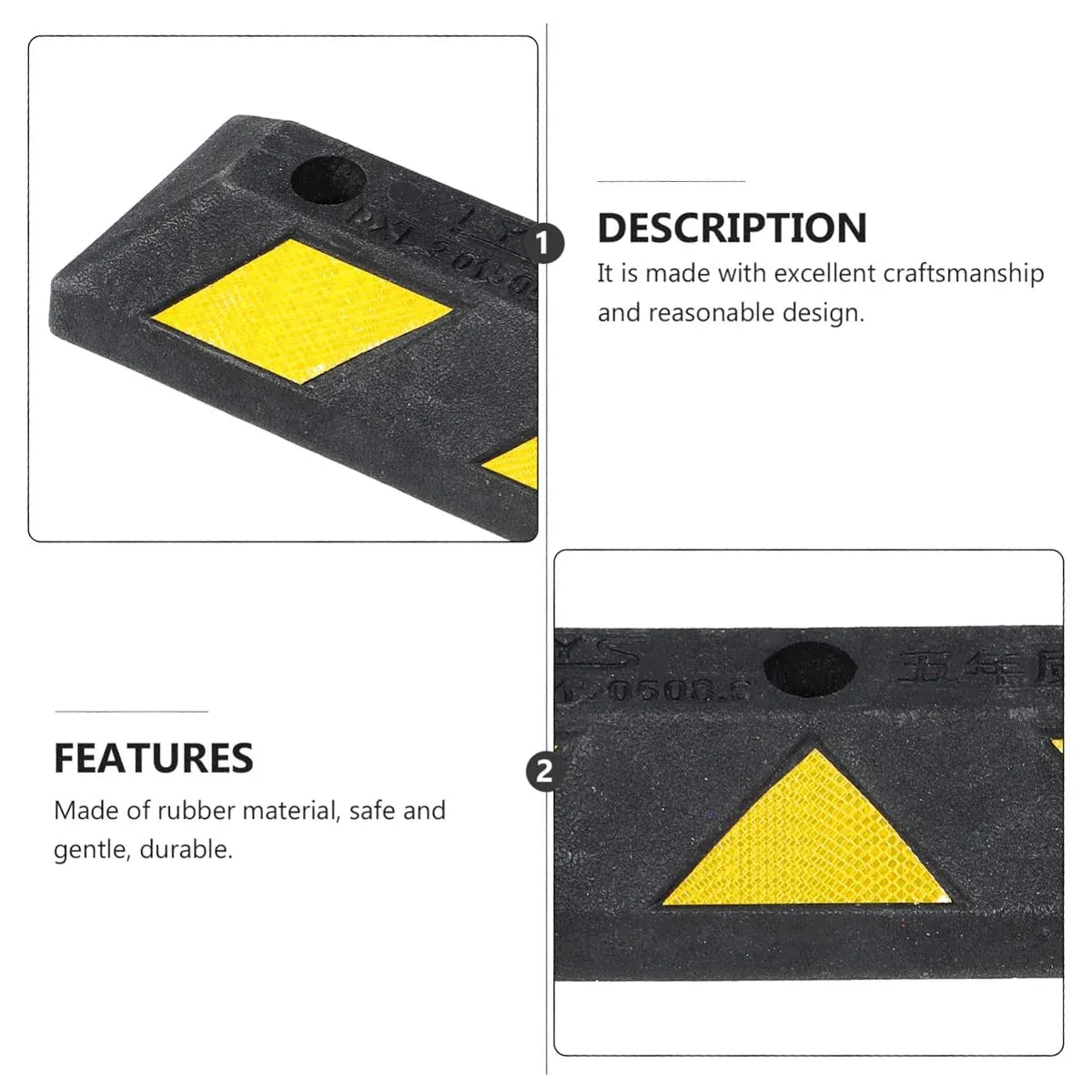 2PCS Rubber Parking Curb Wheel Stop for Driveway and Car Park