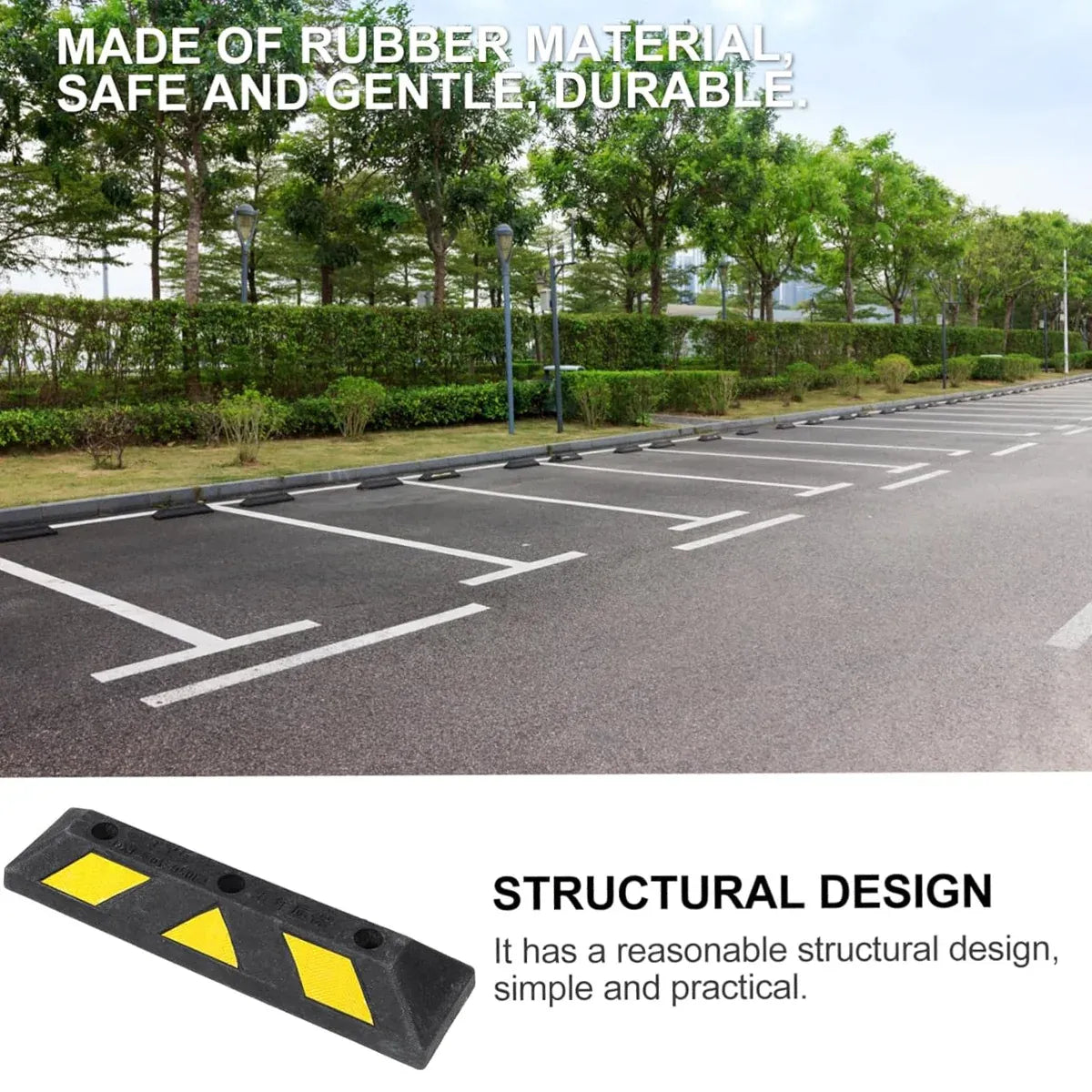 2PCS Rubber Parking Curb Wheel Stop for Driveway and Car Park