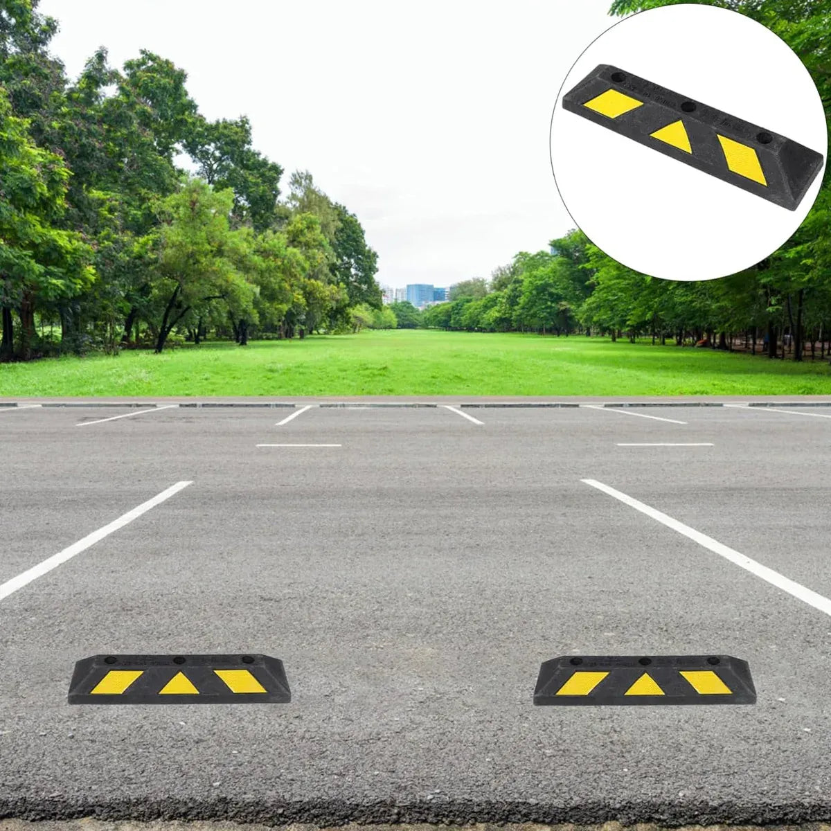 2PCS Rubber Parking Curb Wheel Stop for Driveway and Car Park