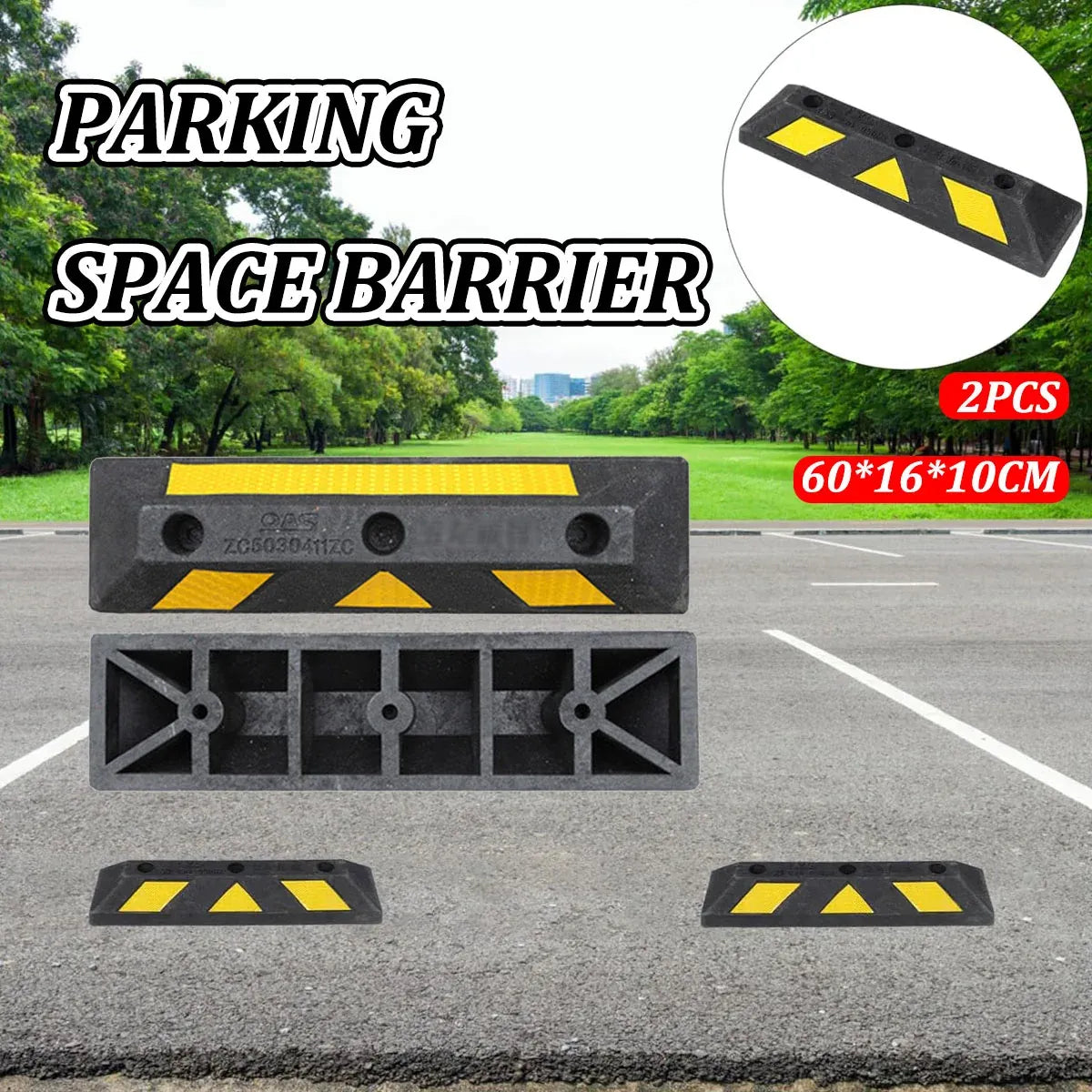 2PCS Rubber Parking Curb Wheel Stop for Driveway and Car Park