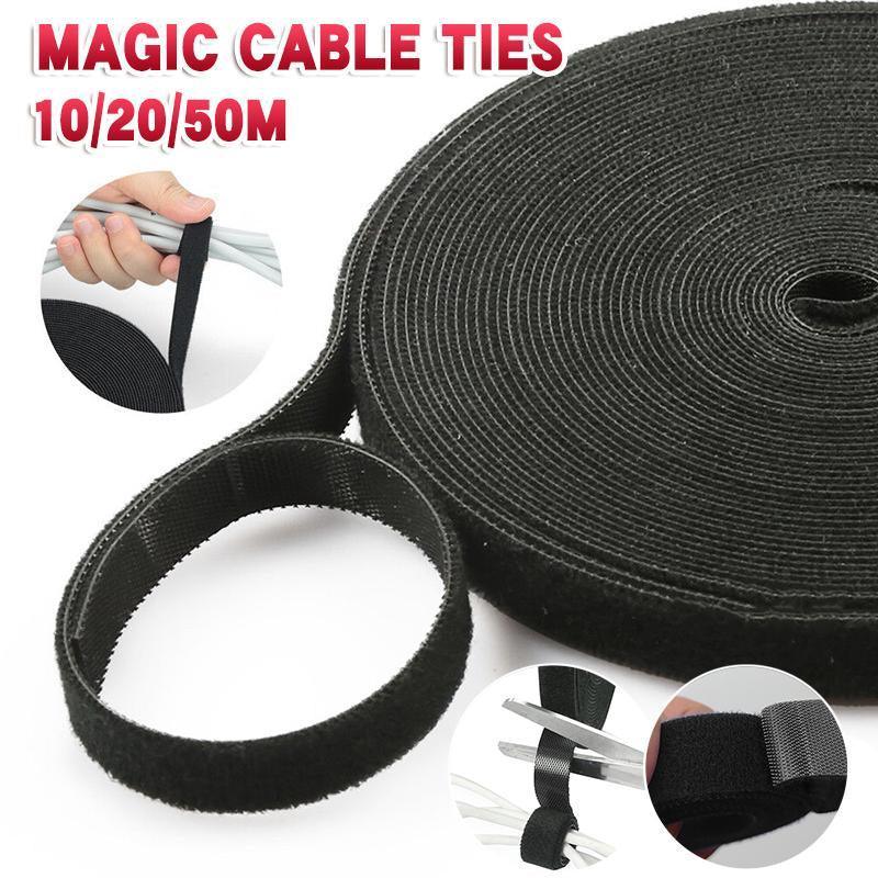 Tape: 10/20/50M Hook&Loop Heavy Duty Strap Reusable Cable Ties Grip TV Tidy Organizer - 10M-20mm