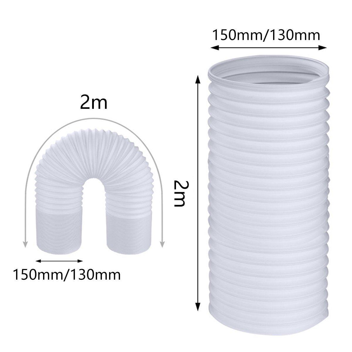 Portable Air Conditioner Exhaust Hose 13/15cm Extendable Vent Pipe PP Steel Wire - 2m x 15cm
