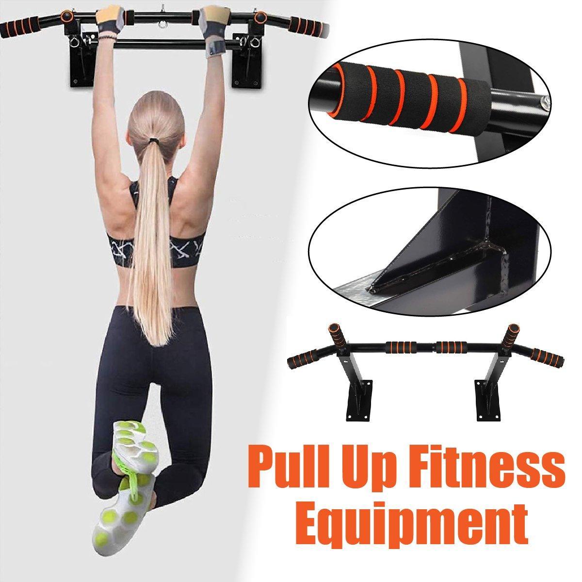 Gym Equipment & Accessories: Wall Mounted Pull Chin Up Bar Home Gym Training Workout Dip Bar Exercise Fitness