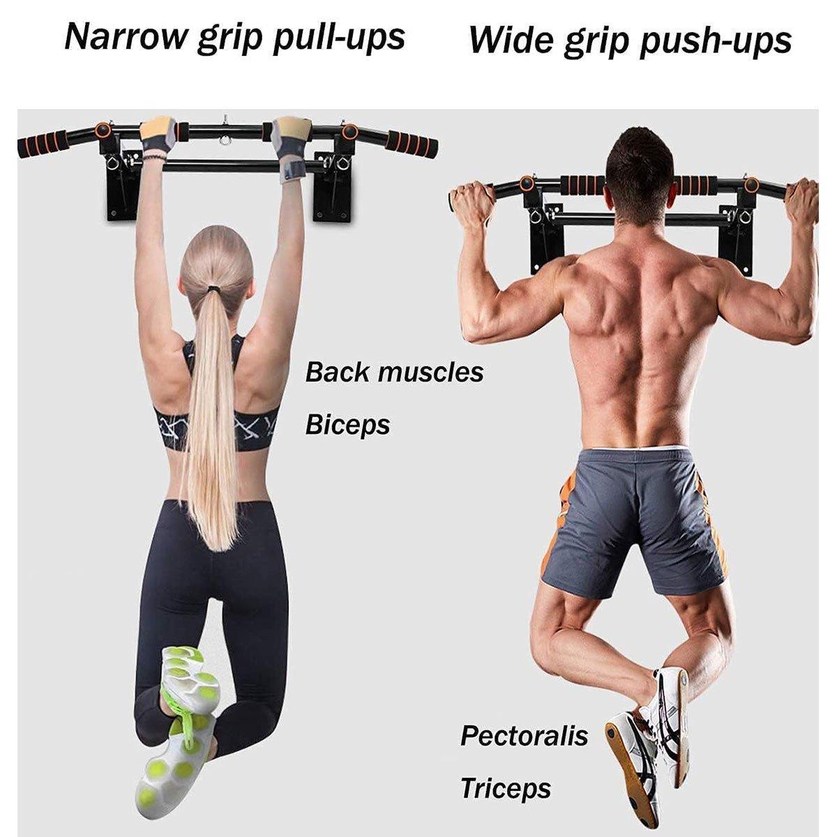 Gym Equipment & Accessories: Wall Mounted Pull Chin Up Bar Home Gym Training Workout Dip Bar Exercise Fitness