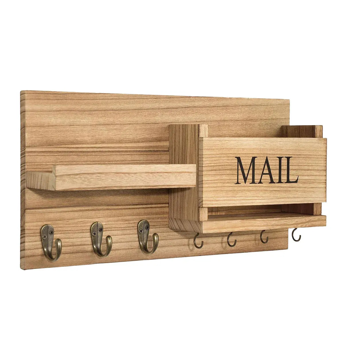 Wooden Wall Mounted Key Holder Storage Rack Door Hook Hanger Coat Rack Organizer