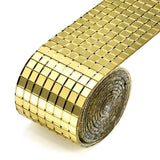 Tape: Diy Mini Mosaic Tiles Self-Adhesive Square Mirror Glass Wall Sticker Decors - Gold