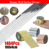 Tape: Diy Mini Mosaic Tiles Self-Adhesive Square Mirror Glass Wall Sticker Decors - Rose Gold