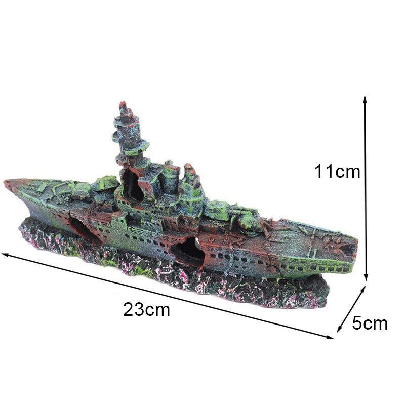 Aquarium Decor: Aquarium Shipwreck Ship Fish Tank Resin Sunken Ship Fishing Hiding Pot Decor