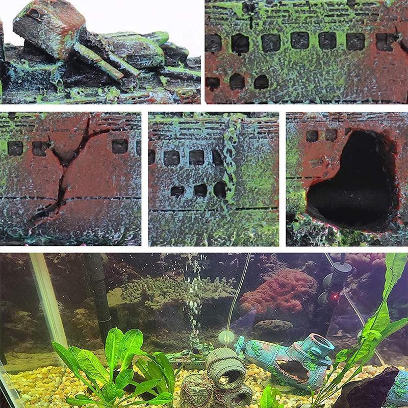 Aquarium Decor: Aquarium Shipwreck Ship Fish Tank Resin Sunken Ship Fishing Hiding Pot Decor