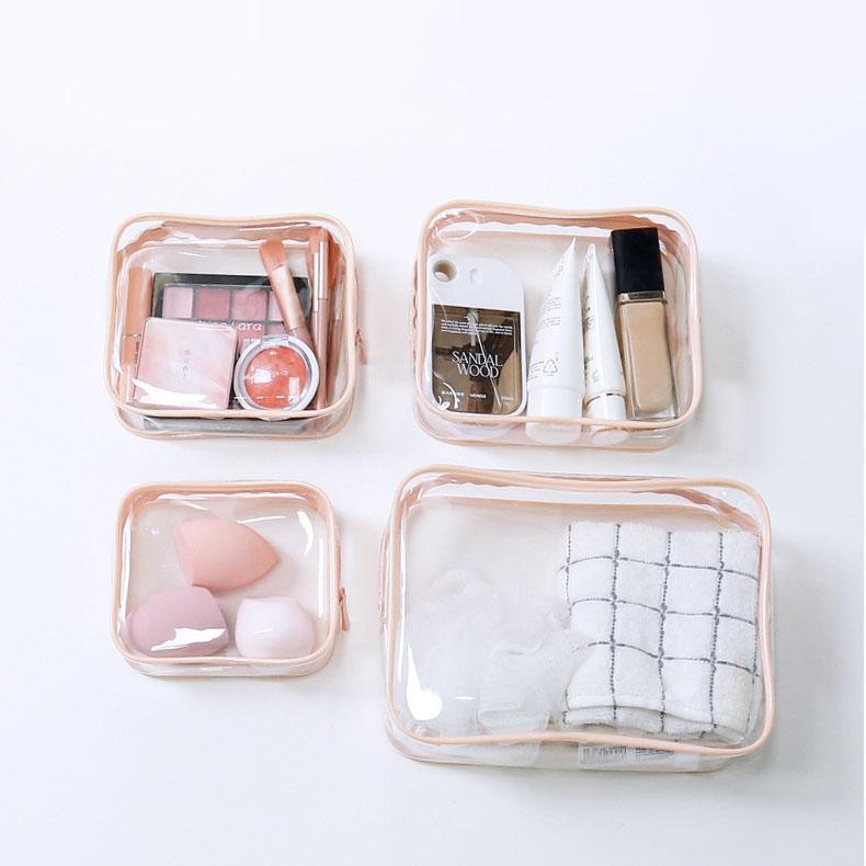 Cosmetic & Toiletry Bags: 4pcs Durable PVC Cosmetic Bags Easy to Clean Multiple Sizes and Colours 9 Shades - 4pcs-Banana