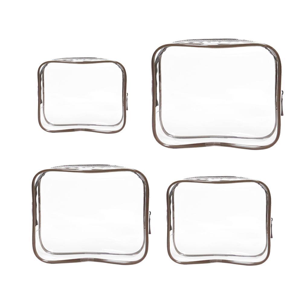 Cosmetic & Toiletry Bags: 4pcs Durable PVC Cosmetic Bags Easy to Clean Multiple Sizes and Colours 9 Shades - 4pcs-Banana