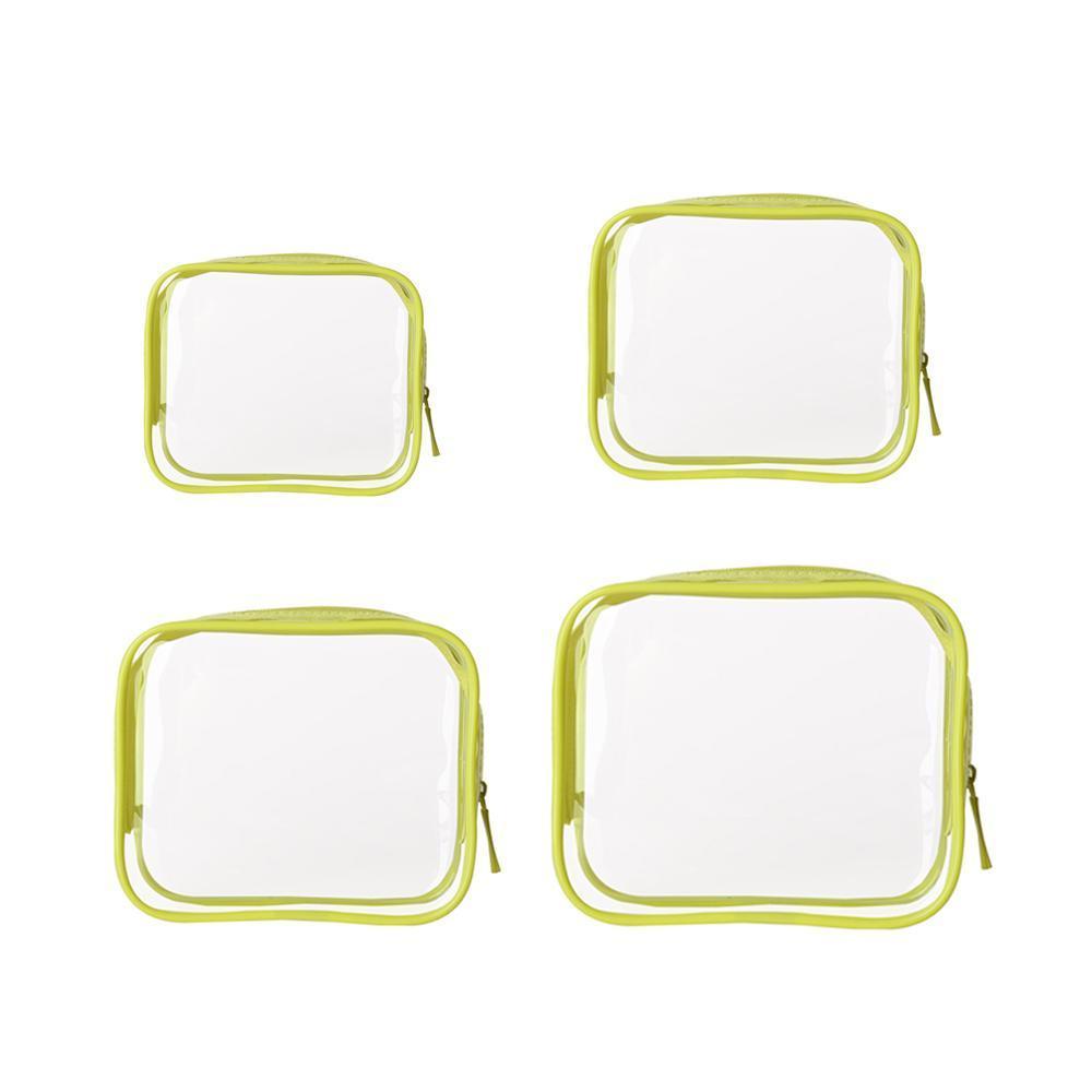 Cosmetic & Toiletry Bags: 4pcs Durable PVC Cosmetic Bags Easy to Clean Multiple Sizes and Colours 9 Shades - 4pcs-Banana
