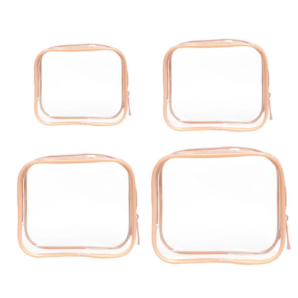 Cosmetic & Toiletry Bags: 4pcs Durable PVC Cosmetic Bags Easy to Clean Multiple Sizes and Colours 9 Shades - 4pcs-Banana