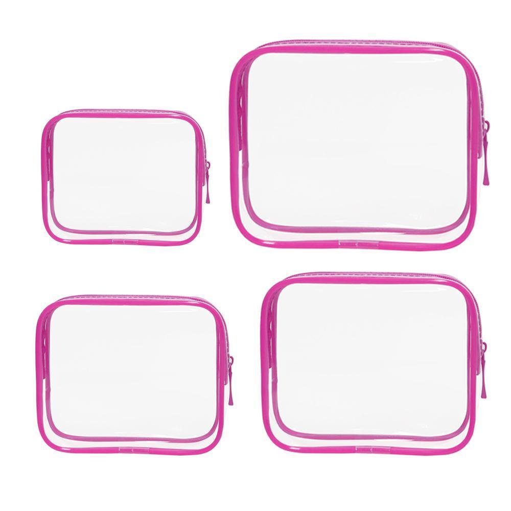Cosmetic & Toiletry Bags: 4pcs Durable PVC Cosmetic Bags Easy to Clean Multiple Sizes and Colours 9 Shades - 4pcs-Banana