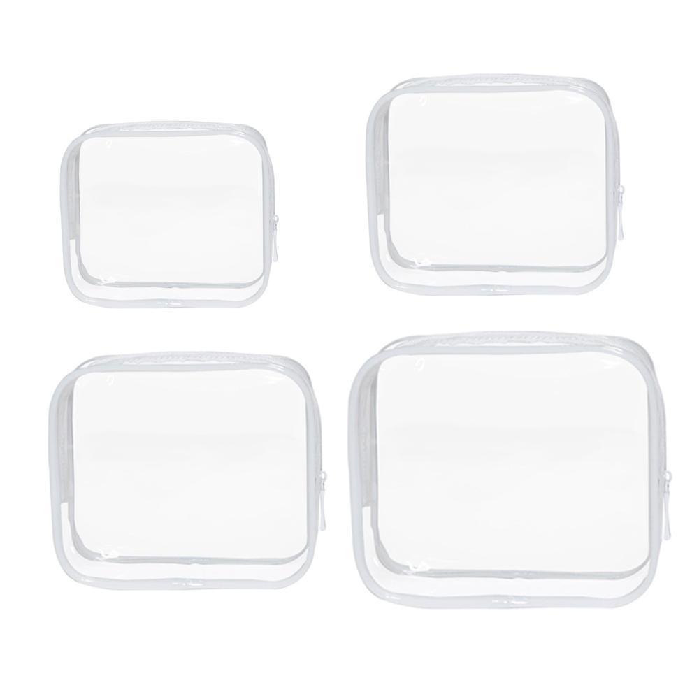Cosmetic & Toiletry Bags: 4pcs Durable PVC Cosmetic Bags Easy to Clean Multiple Sizes and Colours 9 Shades - 4pcs-Black