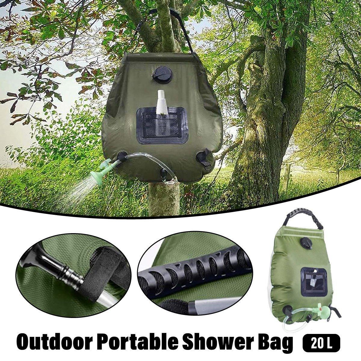 Camping Appliances: 20L Camp Shower Bag Solar Heat Water Pipe Portable Camping Hiking Travel Outdoor