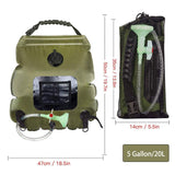 20L Camp Shower Bag Solar Heat Water Pipe Portable Camping Hiking Travel Outdoor