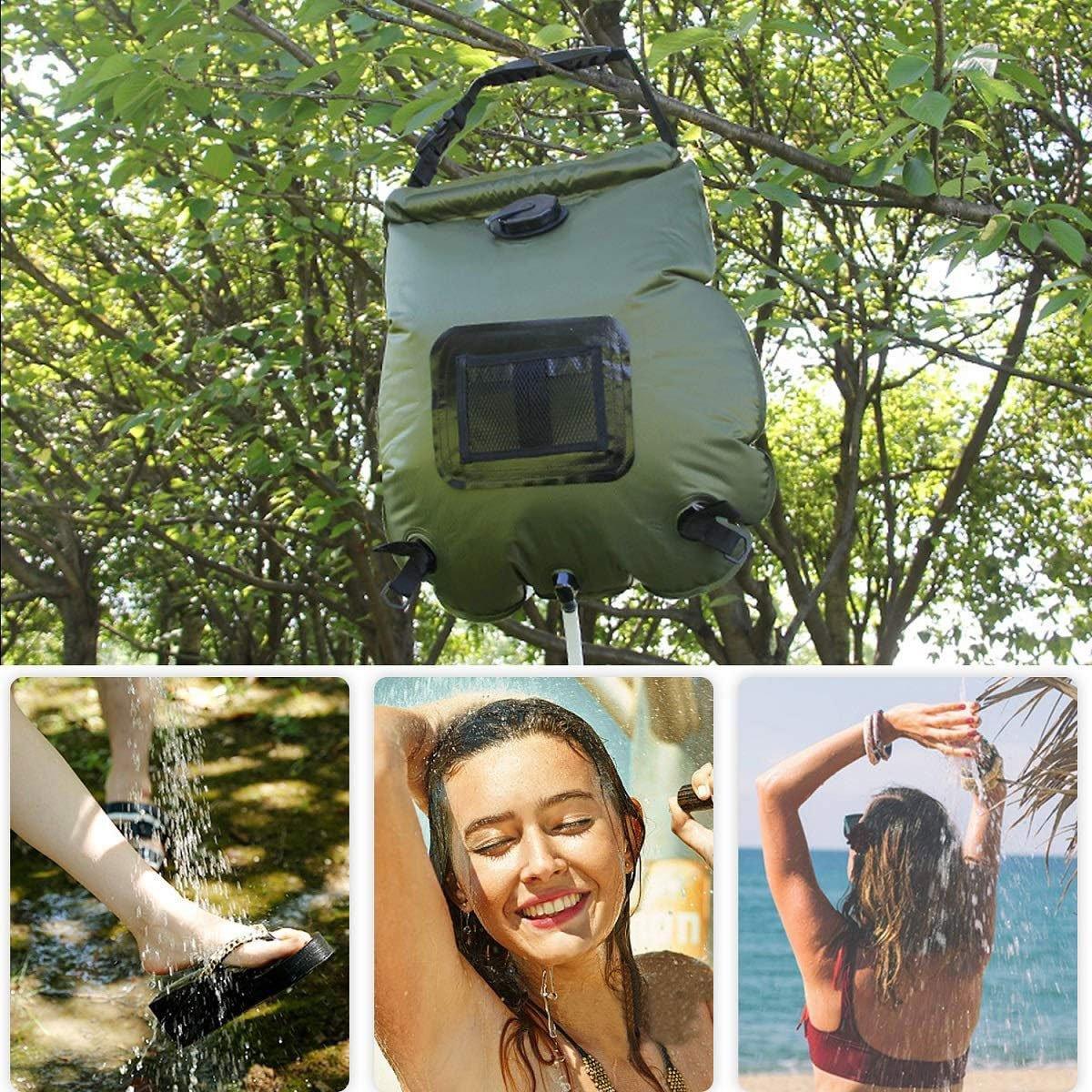 Camping Appliances: 20L Camp Shower Bag Solar Heat Water Pipe Portable Camping Hiking Travel Outdoor