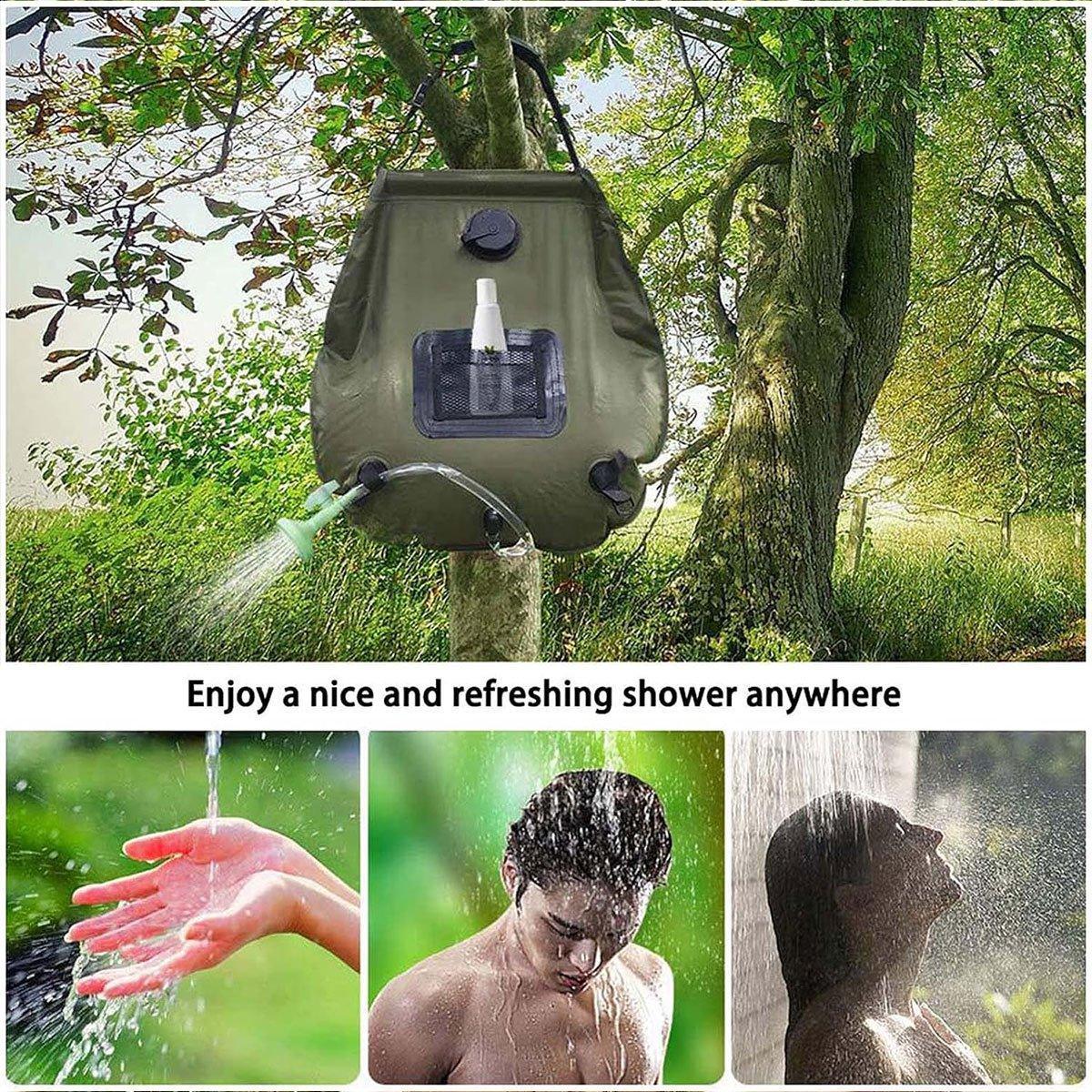 Camping Appliances: 20L Camp Shower Bag Solar Heat Water Pipe Portable Camping Hiking Travel Outdoor