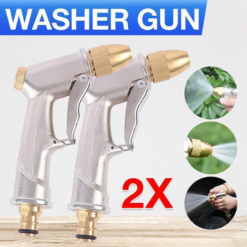 Garden Hoses: 2Pcs High Pressure Water Spray Handle Nozzle Brass Garden Hose Pipe Lawn Car Wash