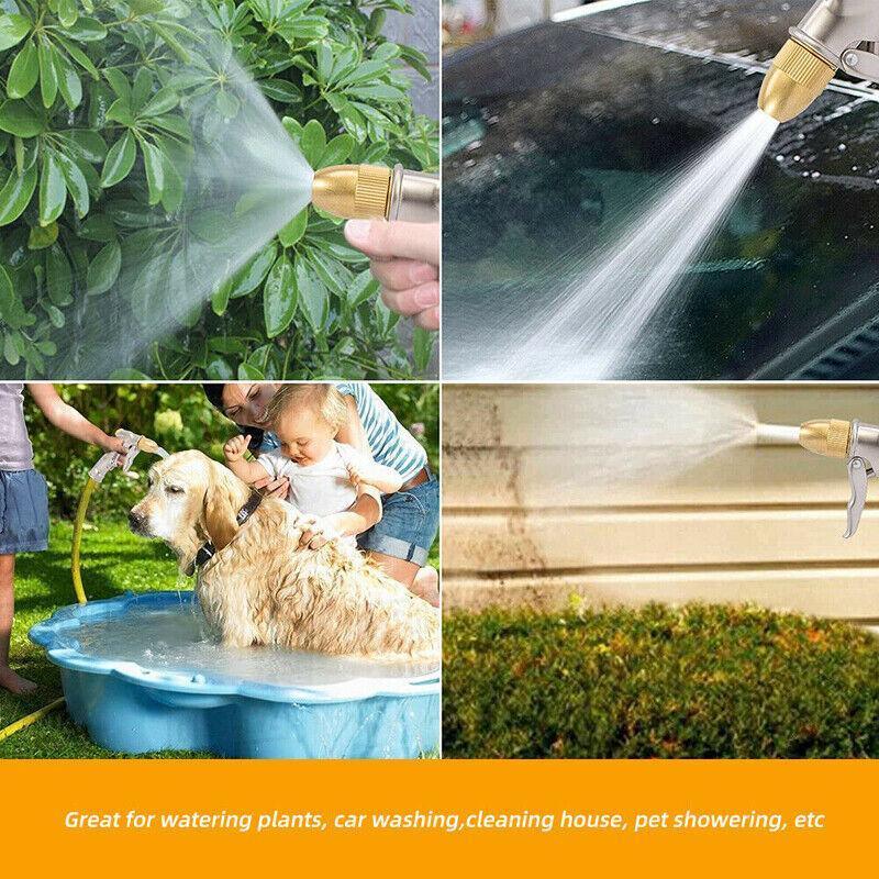 Garden Hoses: 2Pcs High Pressure Water Spray Handle Nozzle Brass Garden Hose Pipe Lawn Car Wash