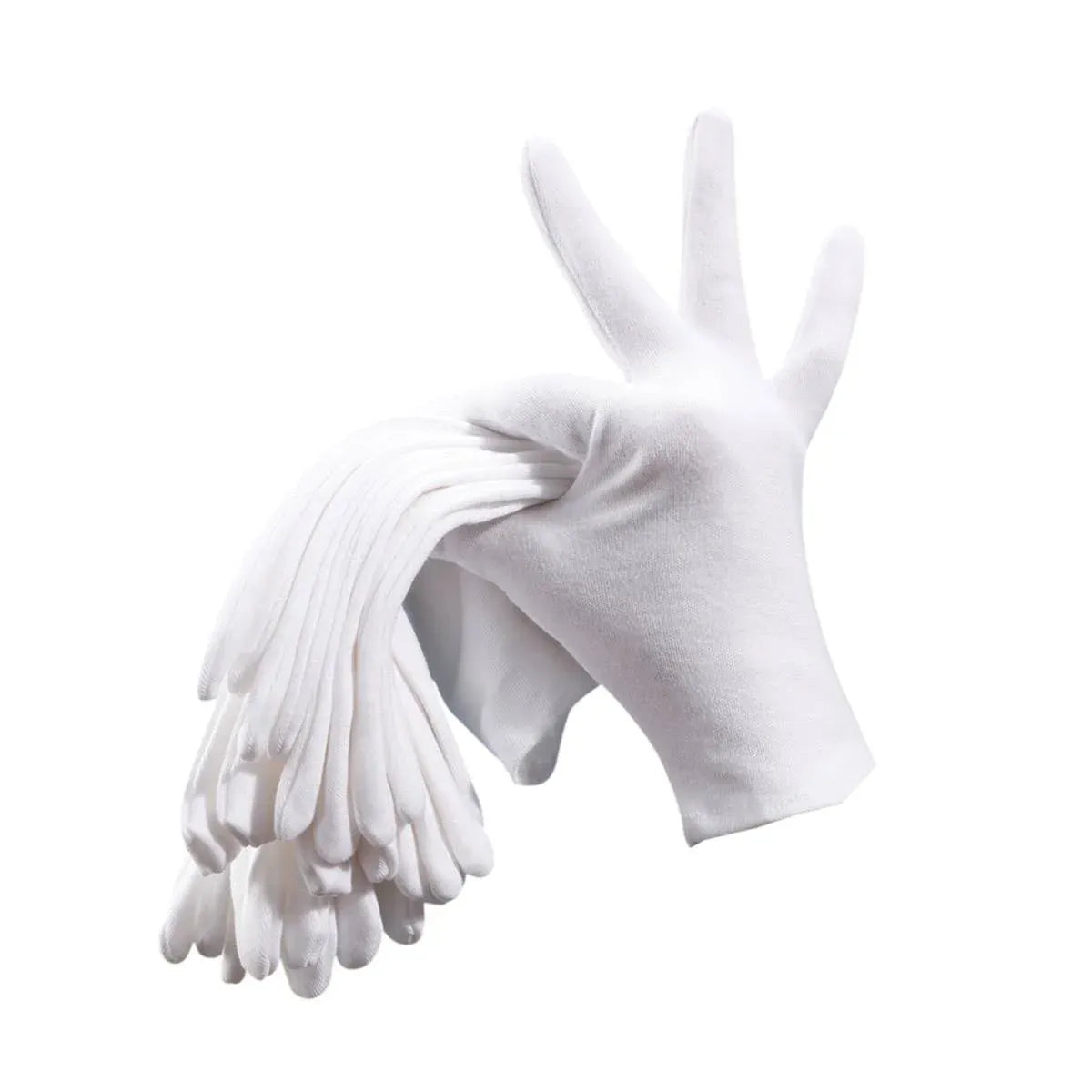 12 Pairs Cotton Work Gloves Breathable Knit L Black XL White - XL