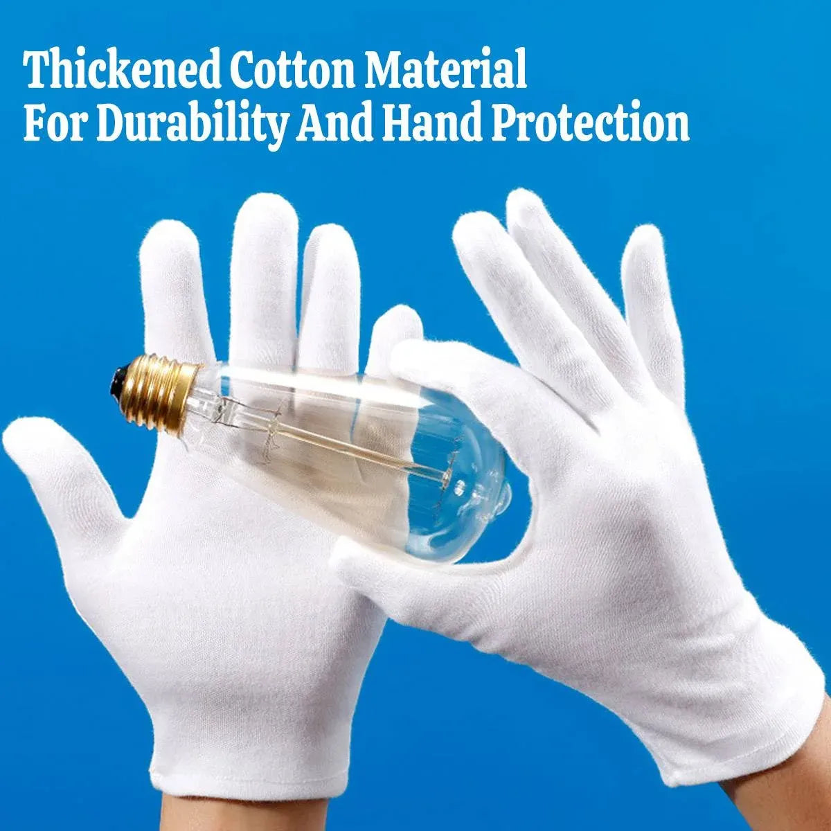 12 Pairs Cotton Work Gloves Breathable Knit L Black XL White - XL