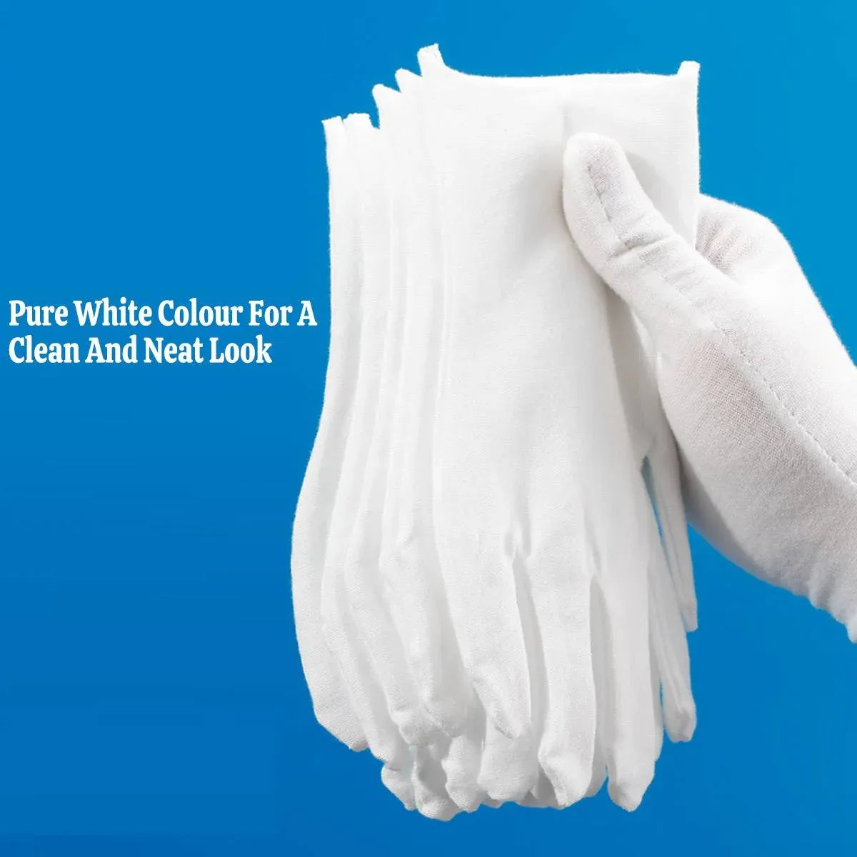 12 Pairs Cotton Work Gloves Breathable Knit L Black XL White - XL