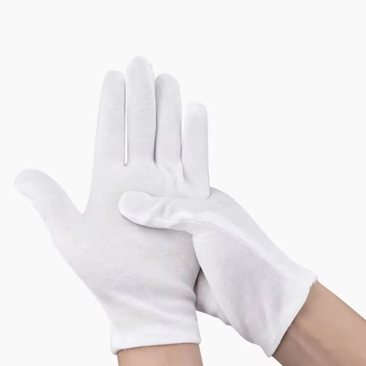 12 Pairs Cotton Work Gloves Breathable Knit L Black XL White - XL