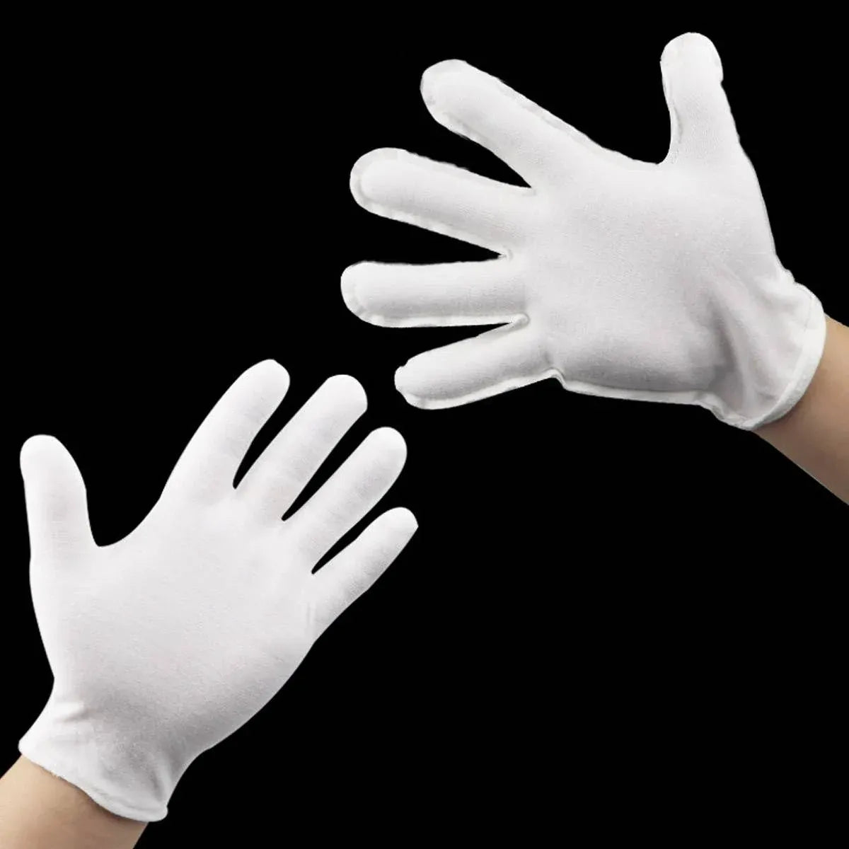12 Pairs Cotton Work Gloves Breathable Knit L Black XL White - XL