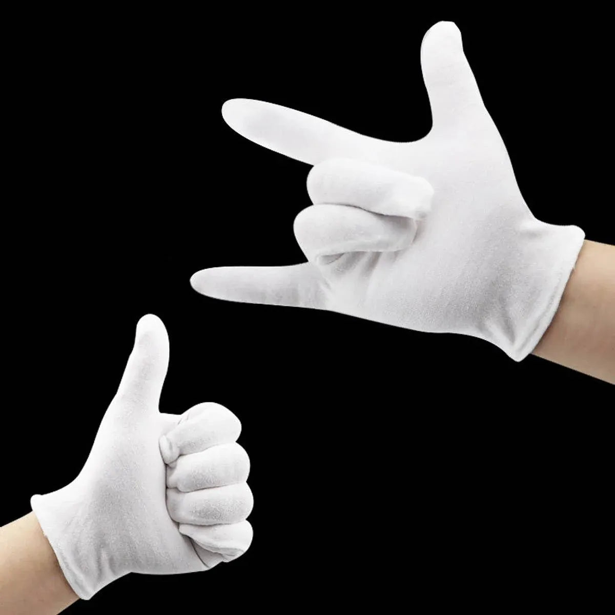 12 Pairs Cotton Work Gloves Breathable Knit L Black XL White - XL