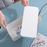Bathroom Cabinets, Cupboards & Storage: Large Cable Wire Storage Box Case Cord Management Socket Tidy Organizer with Lid - White S