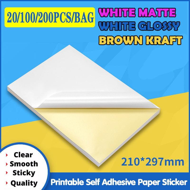 Labels: A4 Self Adhesive Sticker Paper Sheet Label Laser Inkjet Print Mailing Address - White Glossy 2x1 *20 PCS