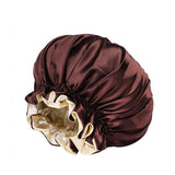 Women's Sleepwear: Womens Satin Sleep Cap Bonnet Elastic Wide Band Hair Sleeping Hat - Wine red